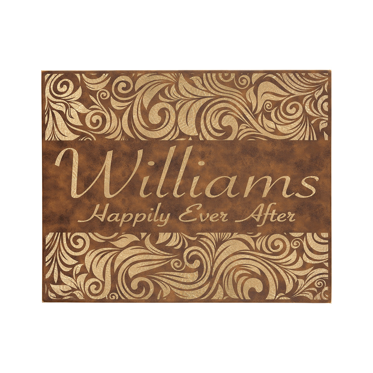 Leatherette Wall Decor with Sawtooth Hanger, Rustic/Gold