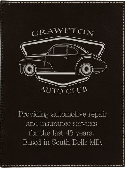 Black/Silver Leatherette Plaque Plate