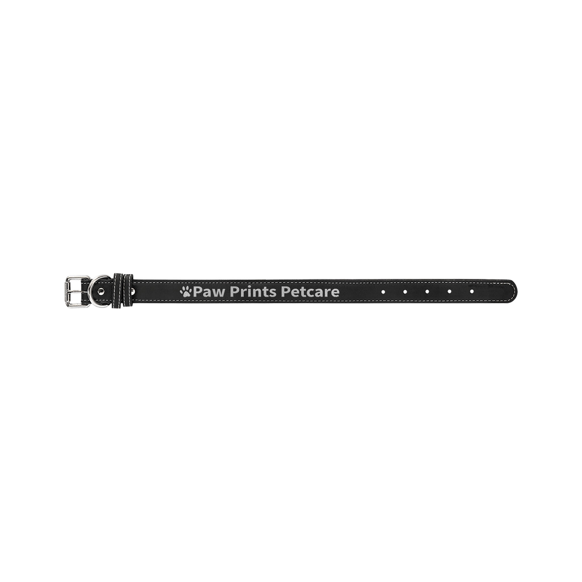 Leatherette Dog Collar, Medium 19" x 1", Black/Silver