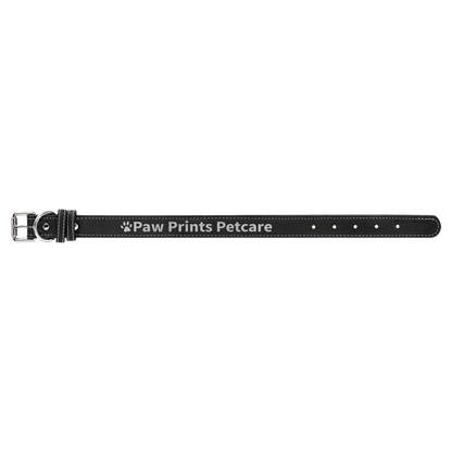 Medium 19" x 1" Black/Silver Leatherette Dog Collar