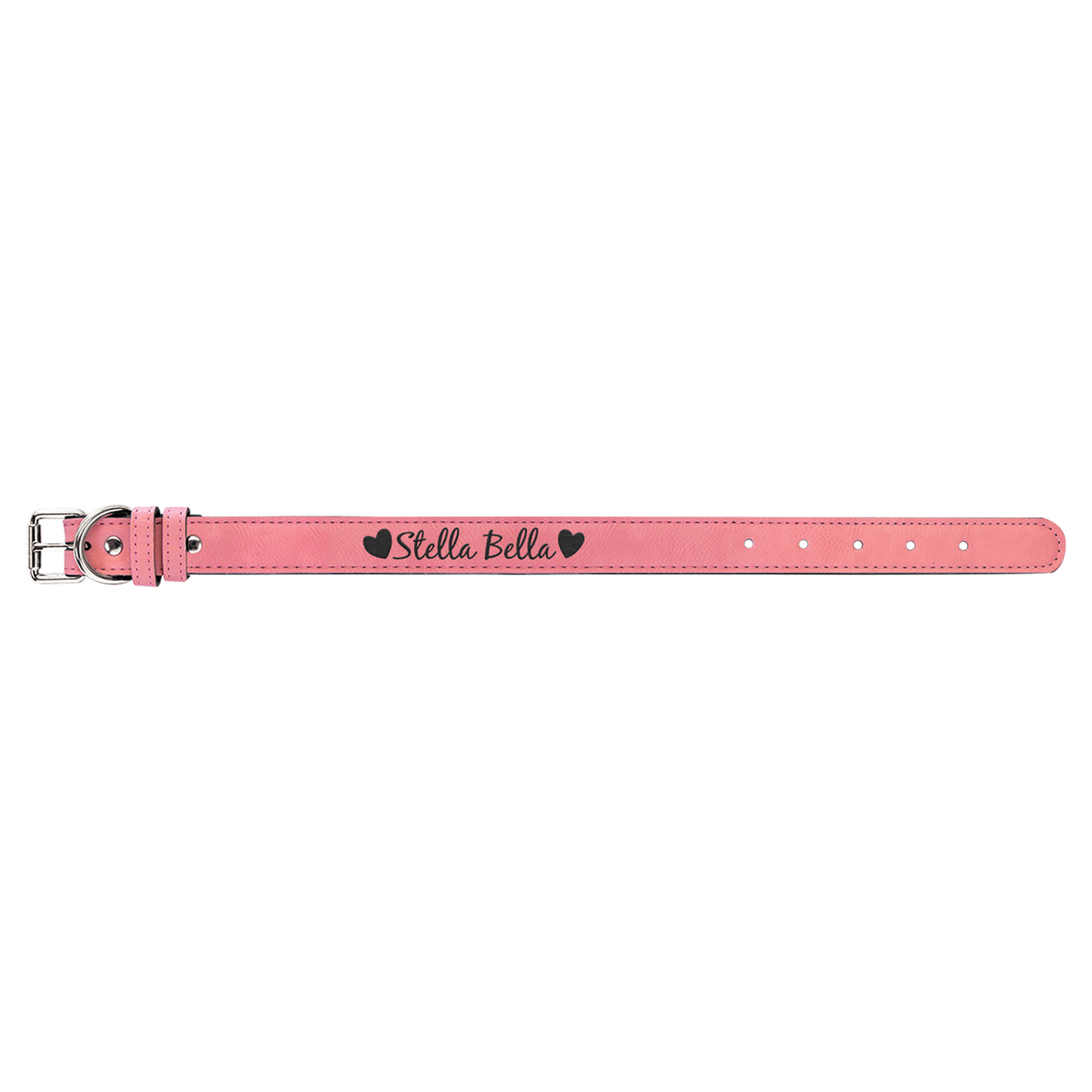 Medium 19" x 1" Black/Silver Leatherette Dog Collar