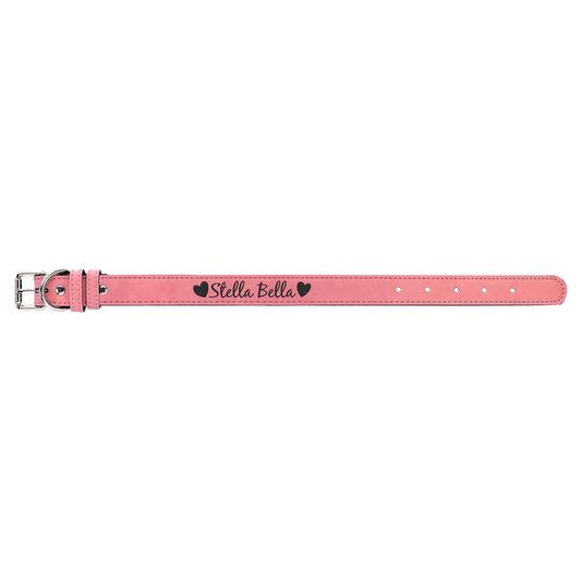 Medium 19" x 1" Black/Silver Leatherette Dog Collar