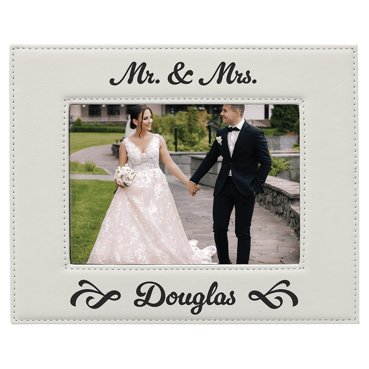 White Leatherette Photo Frame