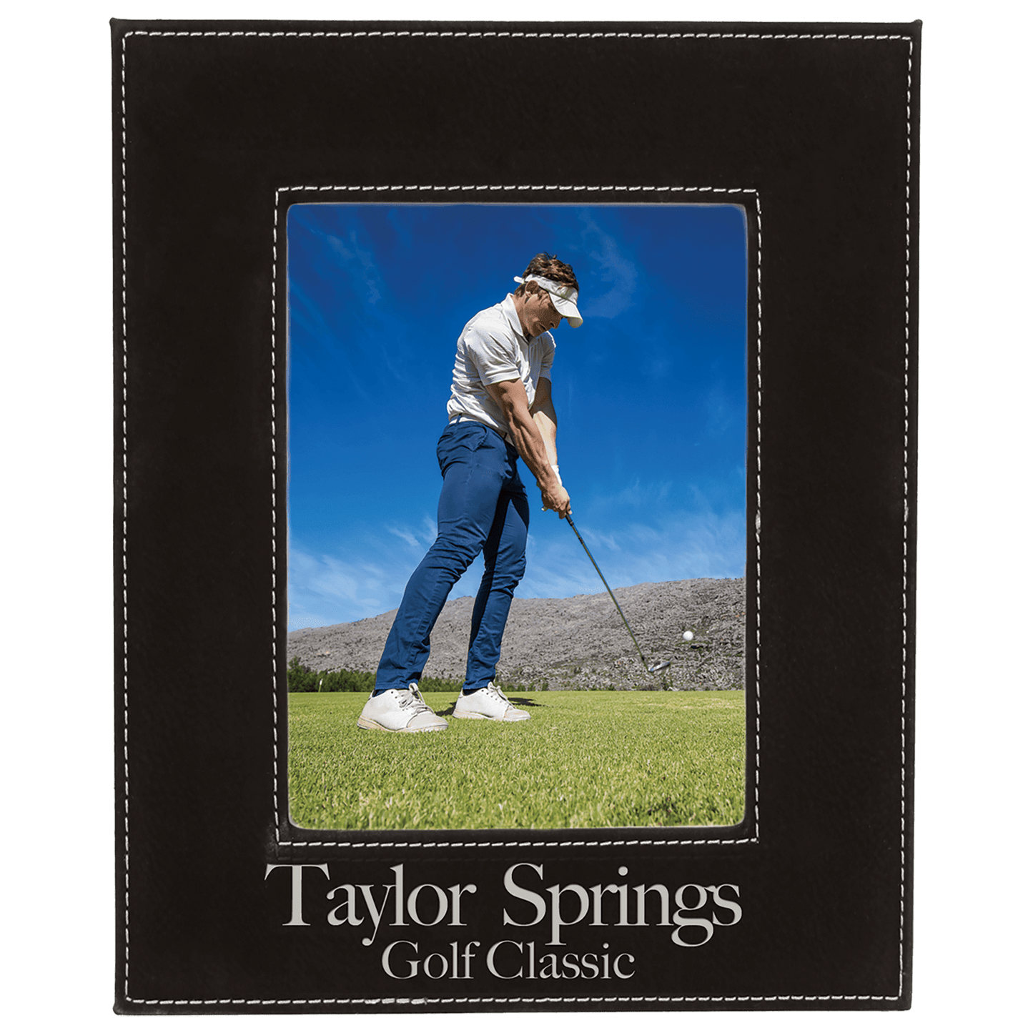 Black/Silver Leatherette Photo Frame