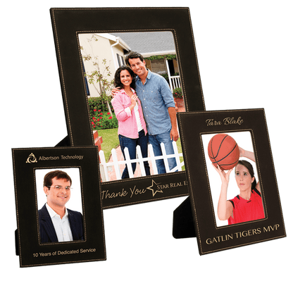 Black/Gold Leatherette Photo Frame