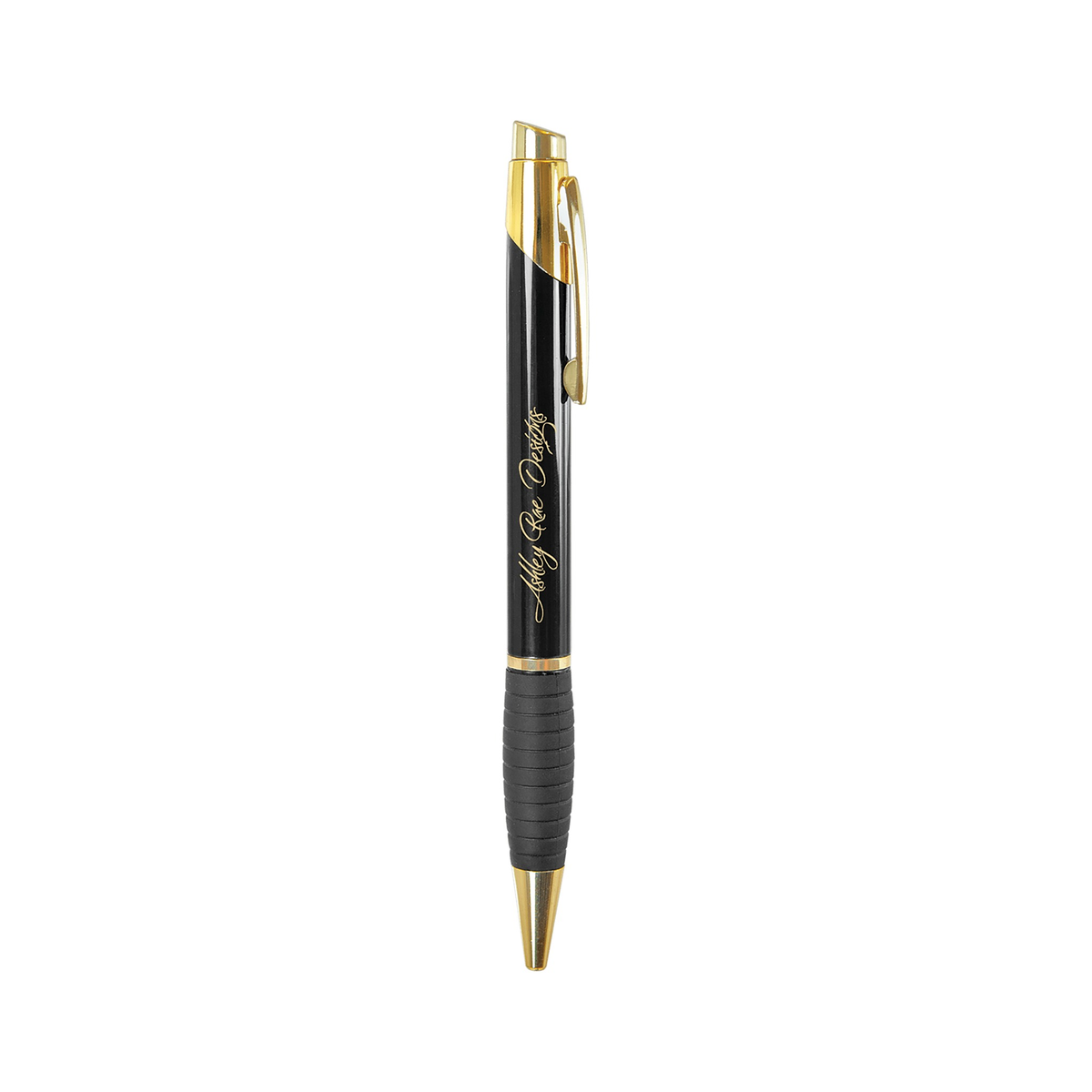 Gloss Black Brass Ballpoint Pen with Gripper