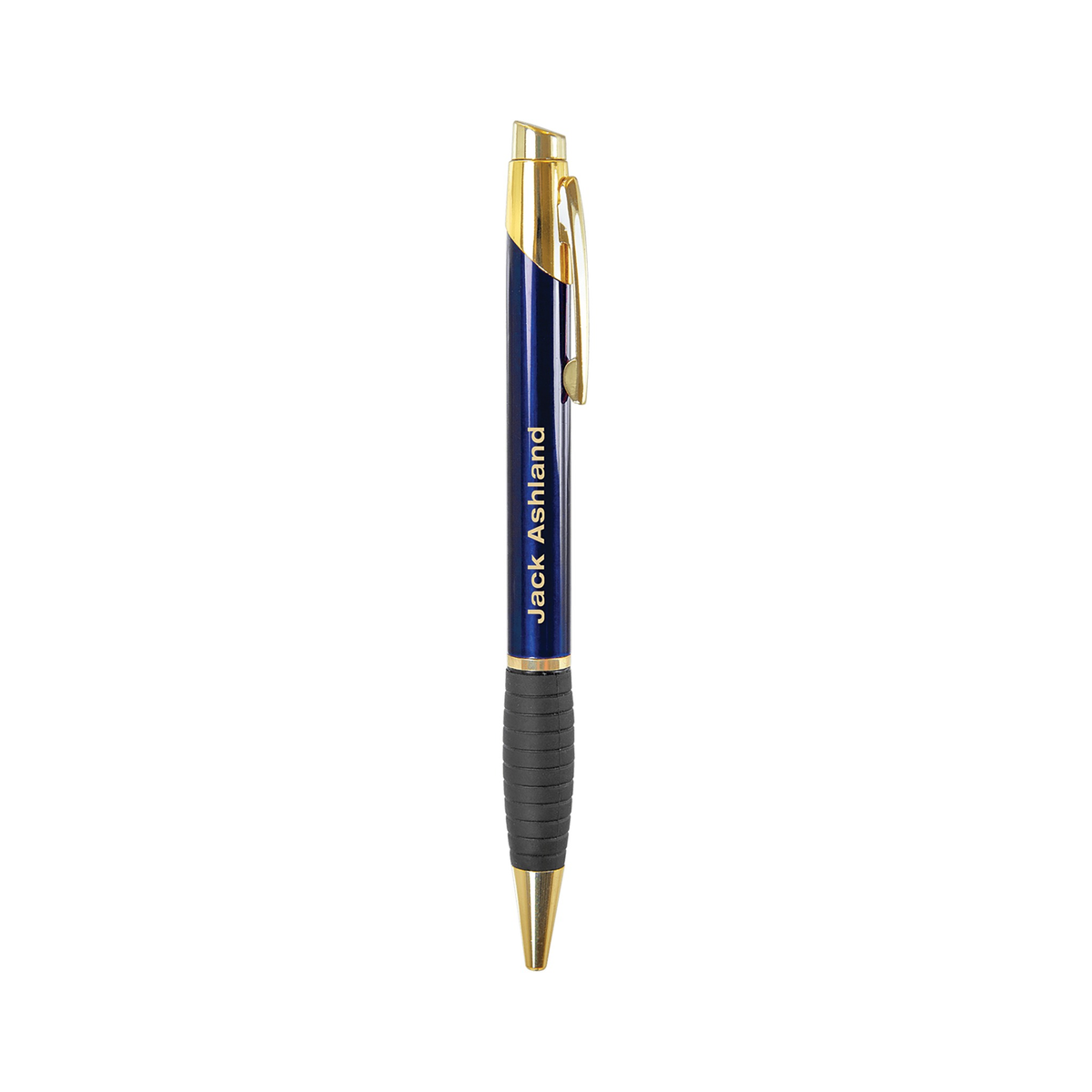 Gloss Blue Brass Ballpoint Pen with Gripper