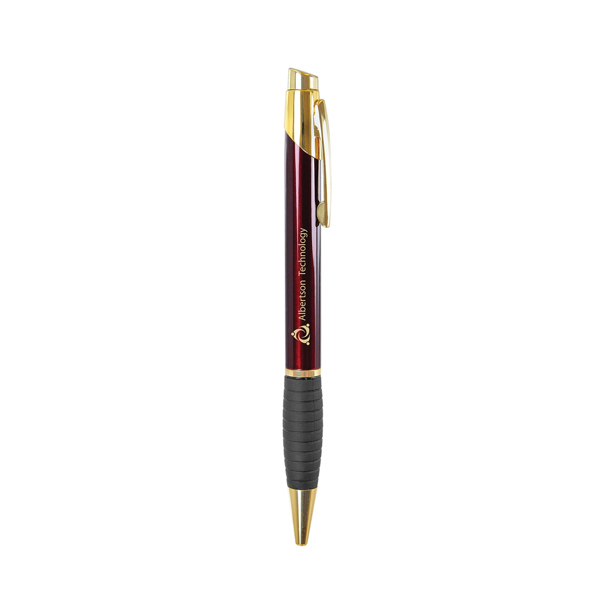 Gloss Burgundy Brass Ballpoint Pen with Gripper