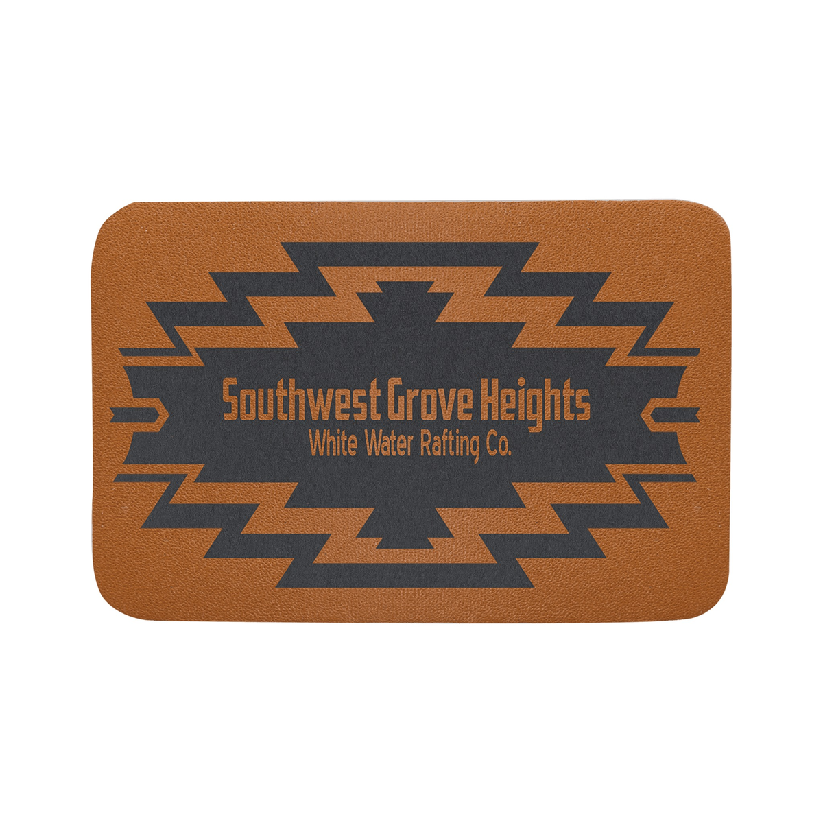 Rectangle Caramel Genuine Leather Patch with Adhesive, 3" x 2"