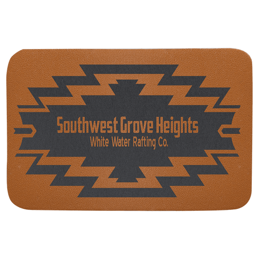 3" x 2" Rectangle Caramel Genuine Leather Patch with Adhesive