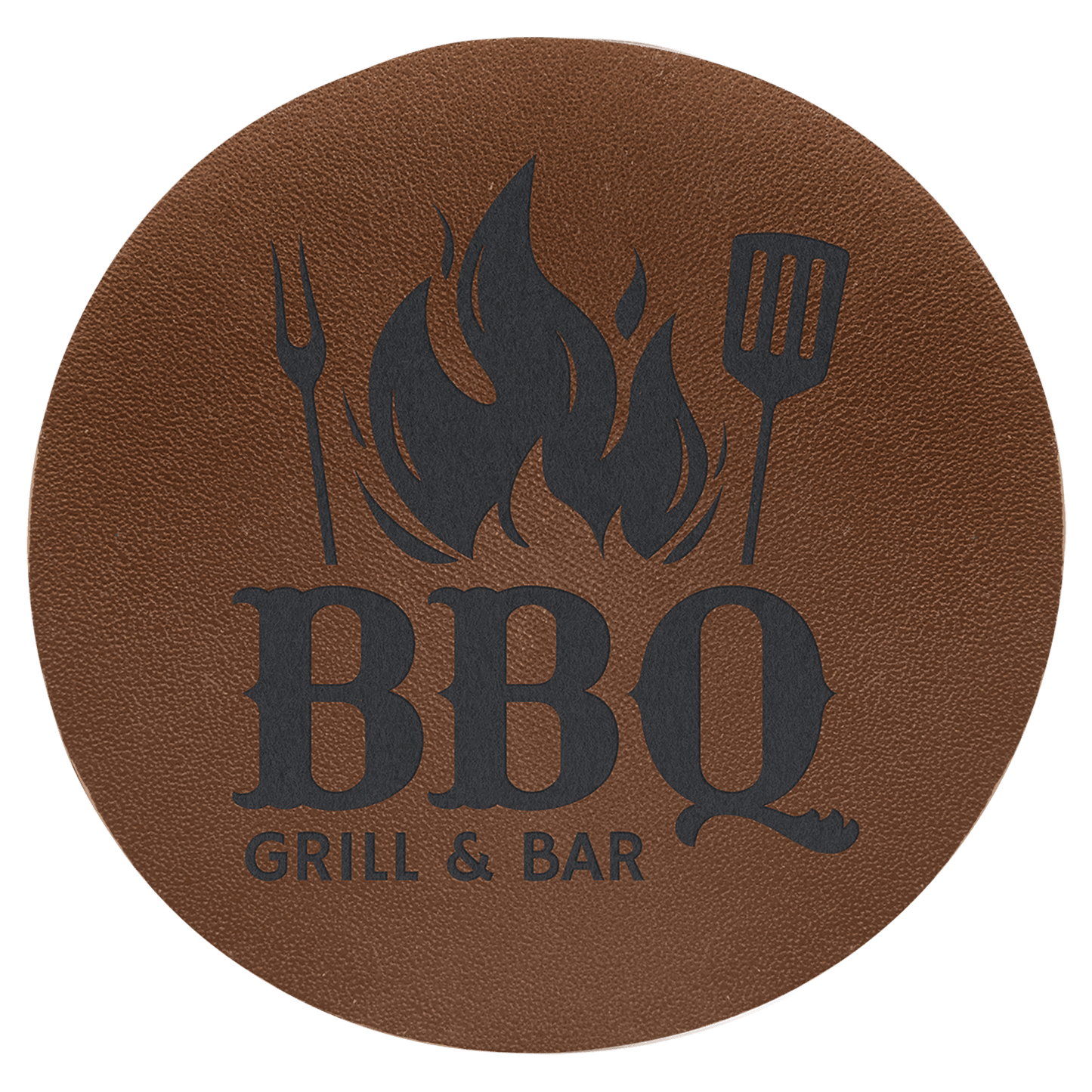 2.5" Round Brown Genuine Leather Patch with Adhesive