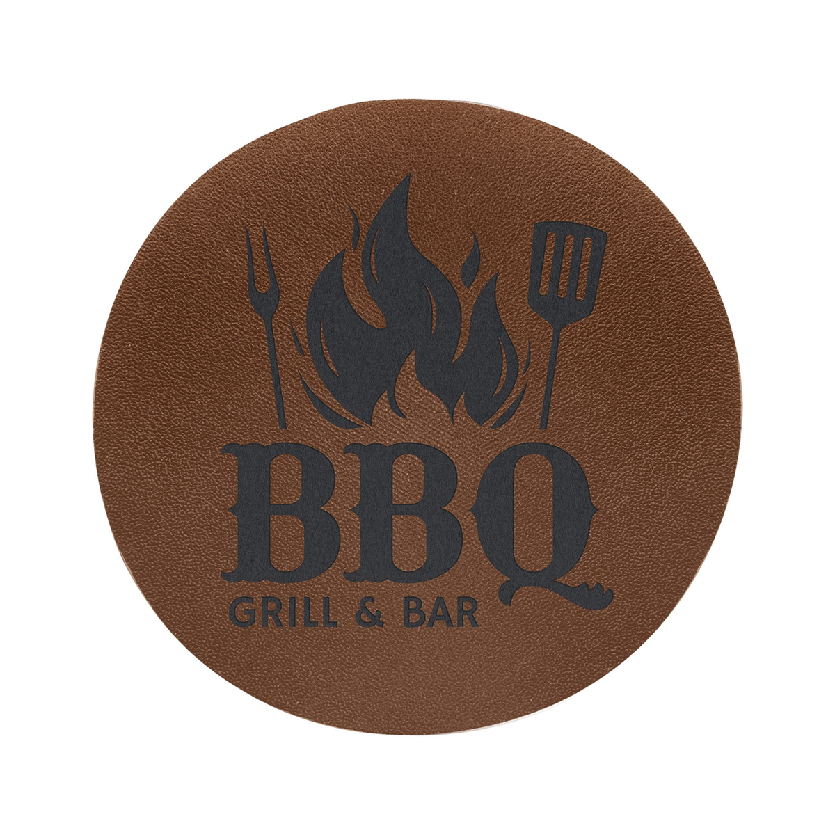 Round Brown Genuine Leather Patch with Adhesive, 2.5"