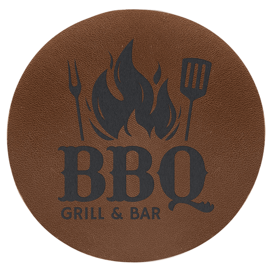 2.5" Round Brown Genuine Leather Patch with Adhesive