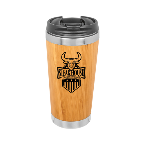 15 oz Bamboo Stainless Steel Tumbler with Flip Top Lid