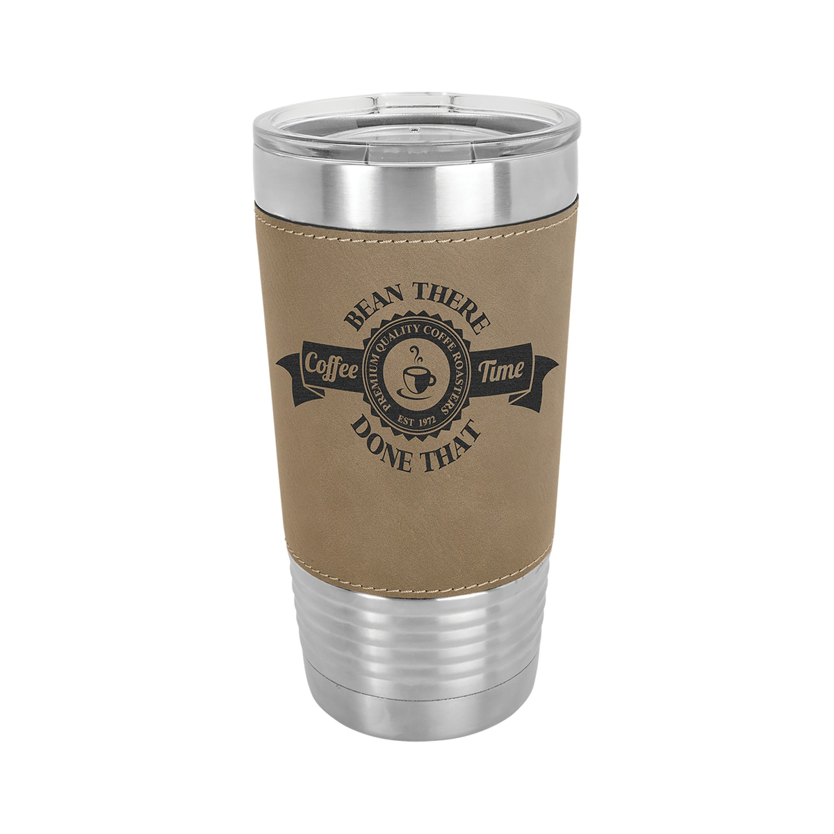20 oz Leatherette Tumbler with Clear Lid, Polar Camel