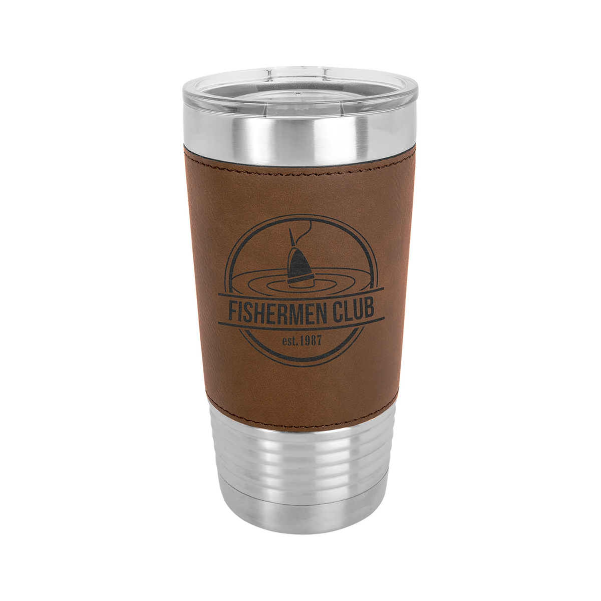 20 oz Leatherette Tumbler with Clear Lid, Polar Camel