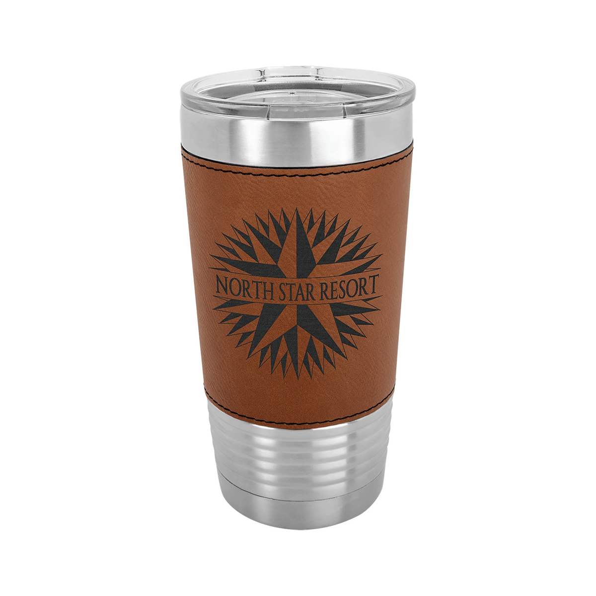 20 oz Leatherette Tumbler with Clear Lid, Polar Camel