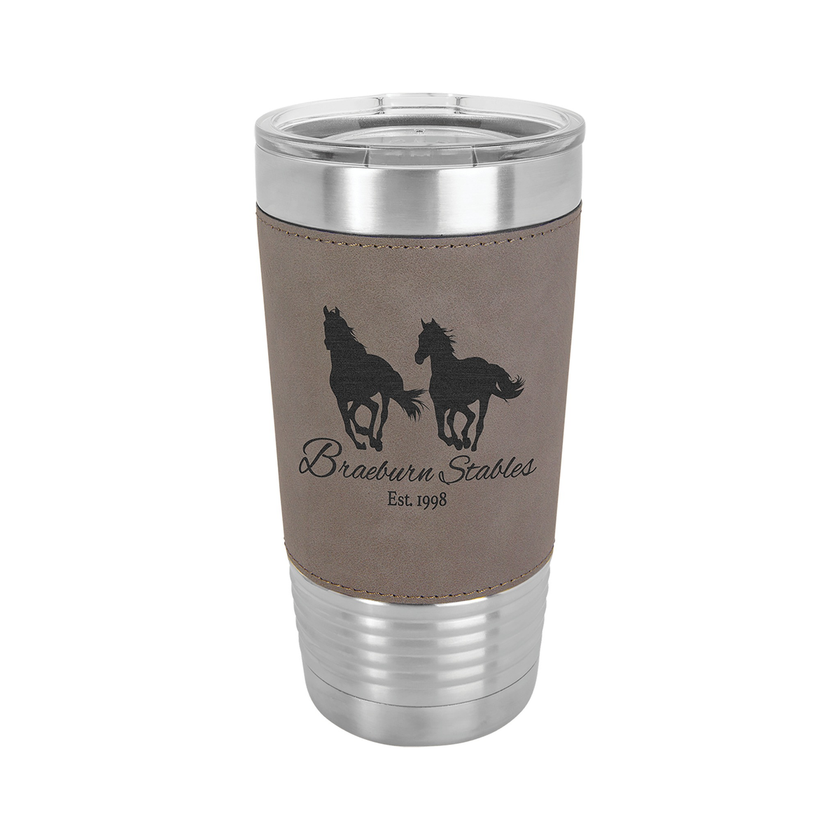 20 oz Leatherette Tumbler with Clear Lid, Polar Camel