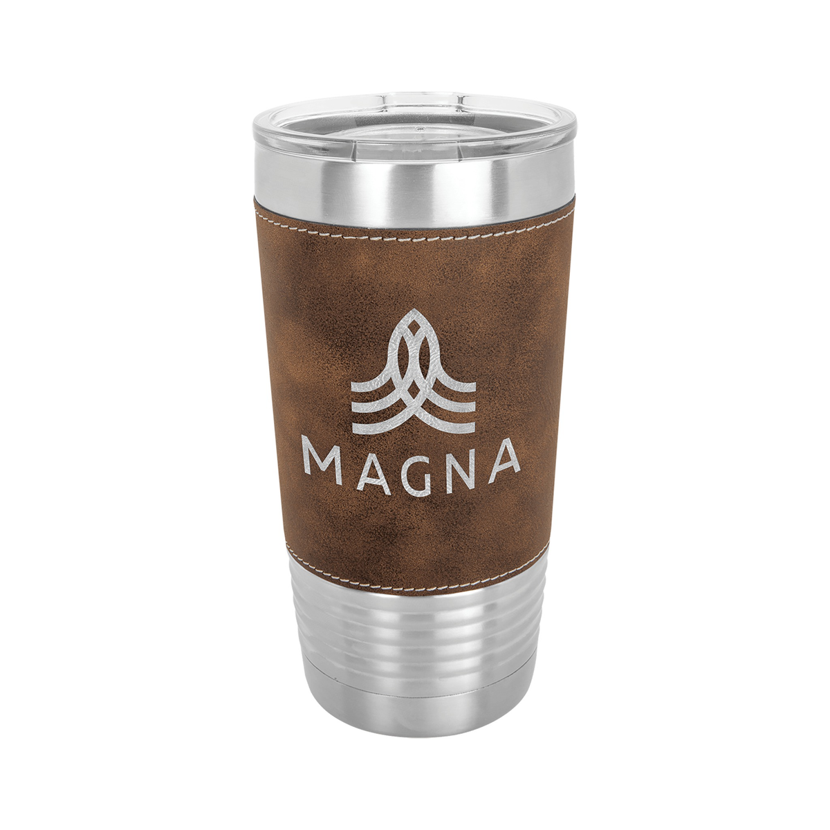 20 oz Leatherette Tumbler with Clear Lid, Polar Camel