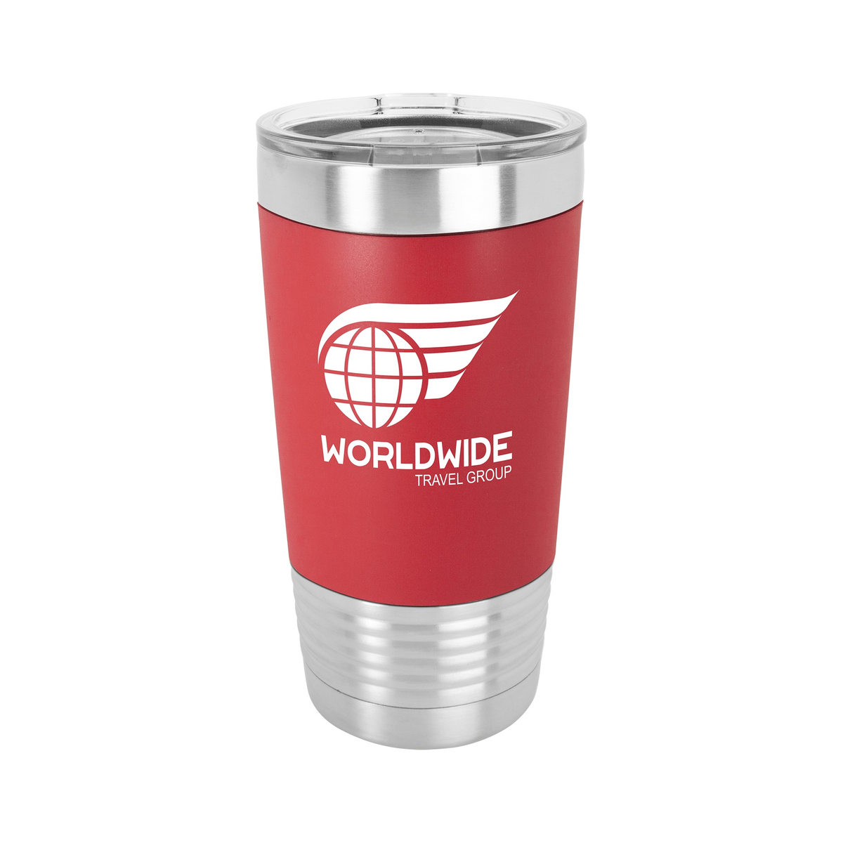 20 oz Tumbler with Silicone Grip and Clear Lid, Polar Camel
