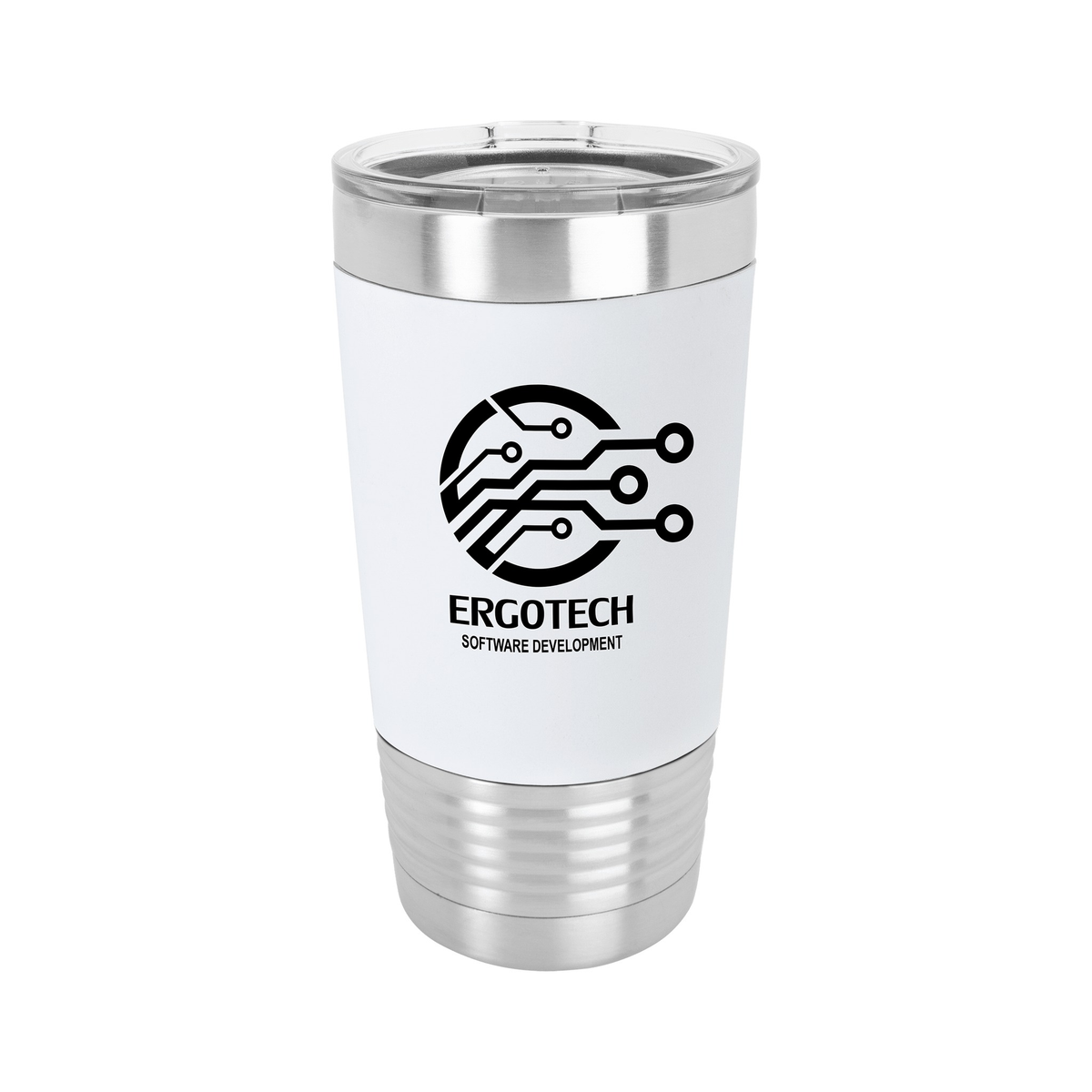 20 oz Tumbler with Silicone Grip and Clear Lid, Polar Camel