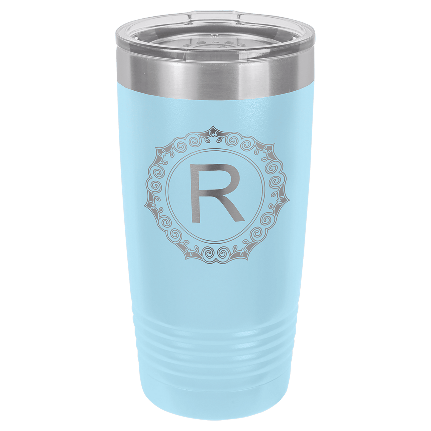 Polar Camel 20 oz. Vacuum Insulated Ringneck Tumbler with Silver Ring and Clear Lid