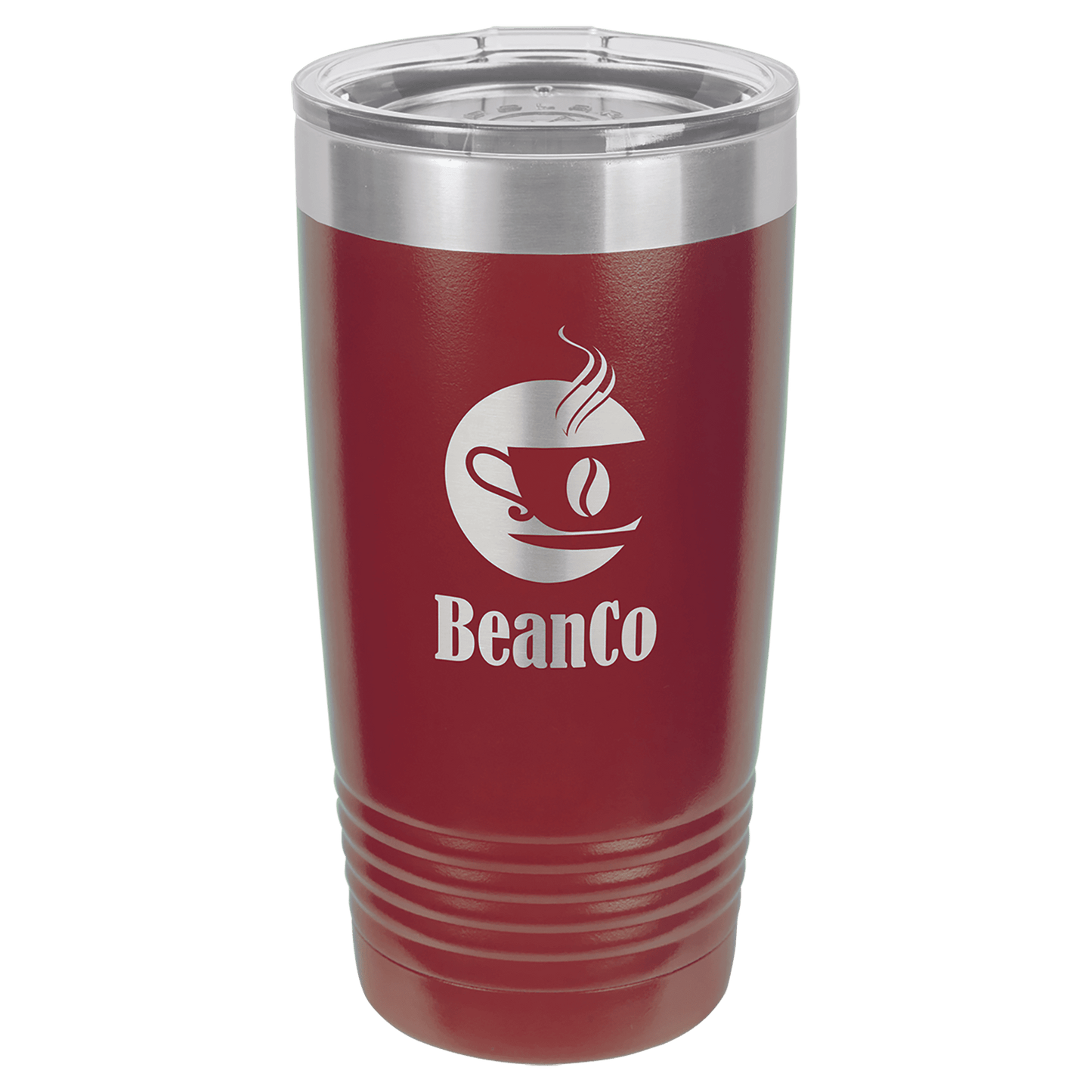 Polar Camel 20 oz. Vacuum Insulated Ringneck Tumbler with Silver Ring and Clear Lid