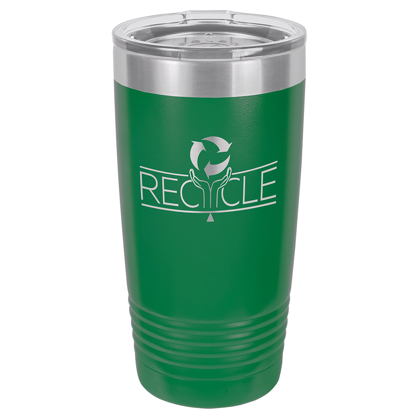 Polar Camel 20 oz. Vacuum Insulated Ringneck Tumbler with Silver Ring and Clear Lid