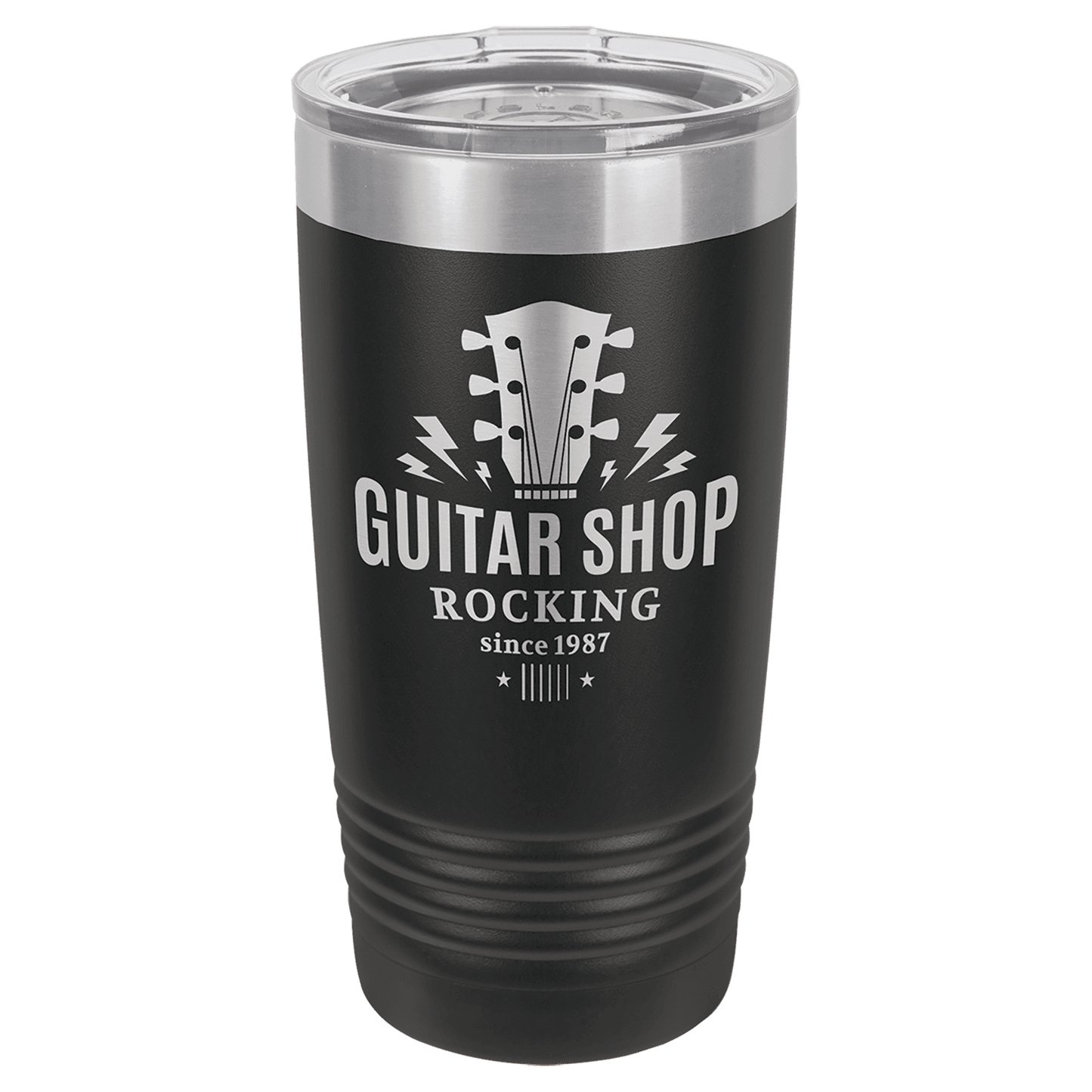 Polar Camel 20 oz. Vacuum Insulated Ringneck Tumbler with Silver Ring and Clear Lid