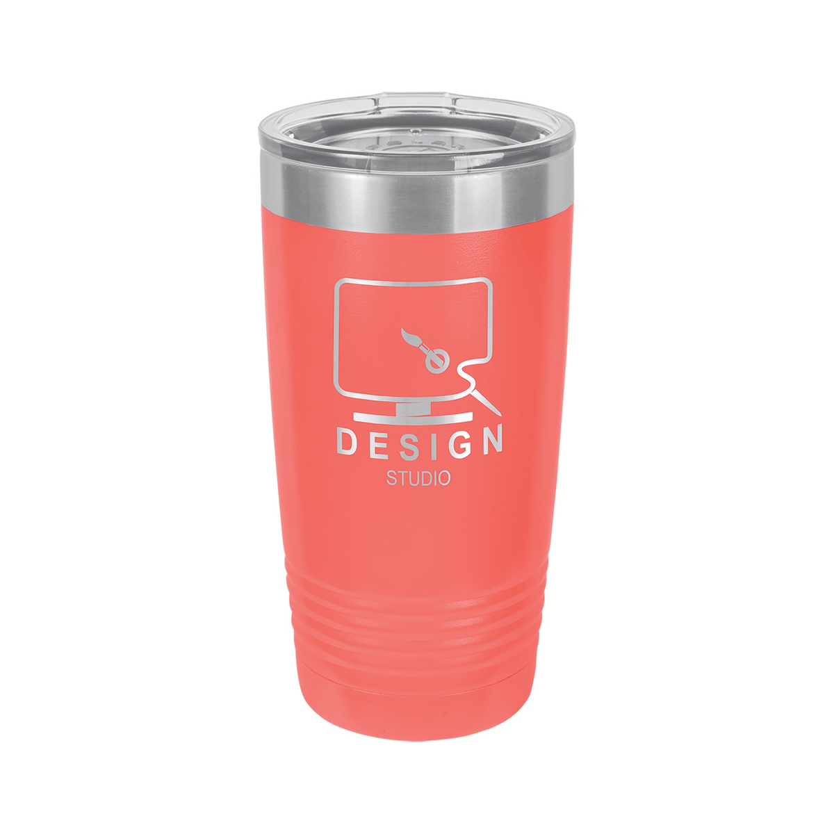 20 oz Ringneck Tumbler with Silver Ring and Clear Lid, Polar Camel