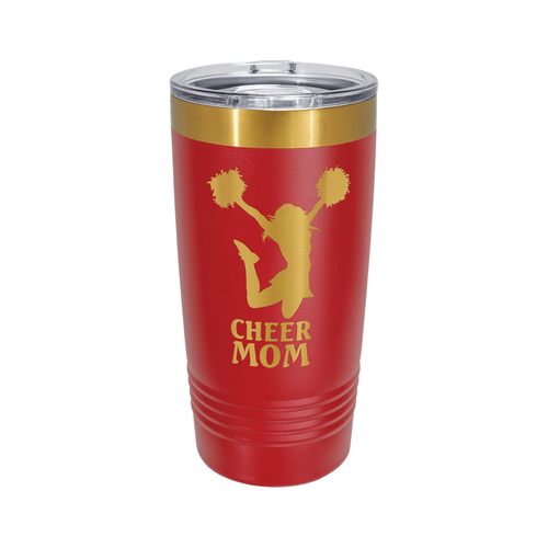 Polar Camel 20 oz Bright Gold Ion-Plated Ringneck Tumbler with Slider Lid, Red