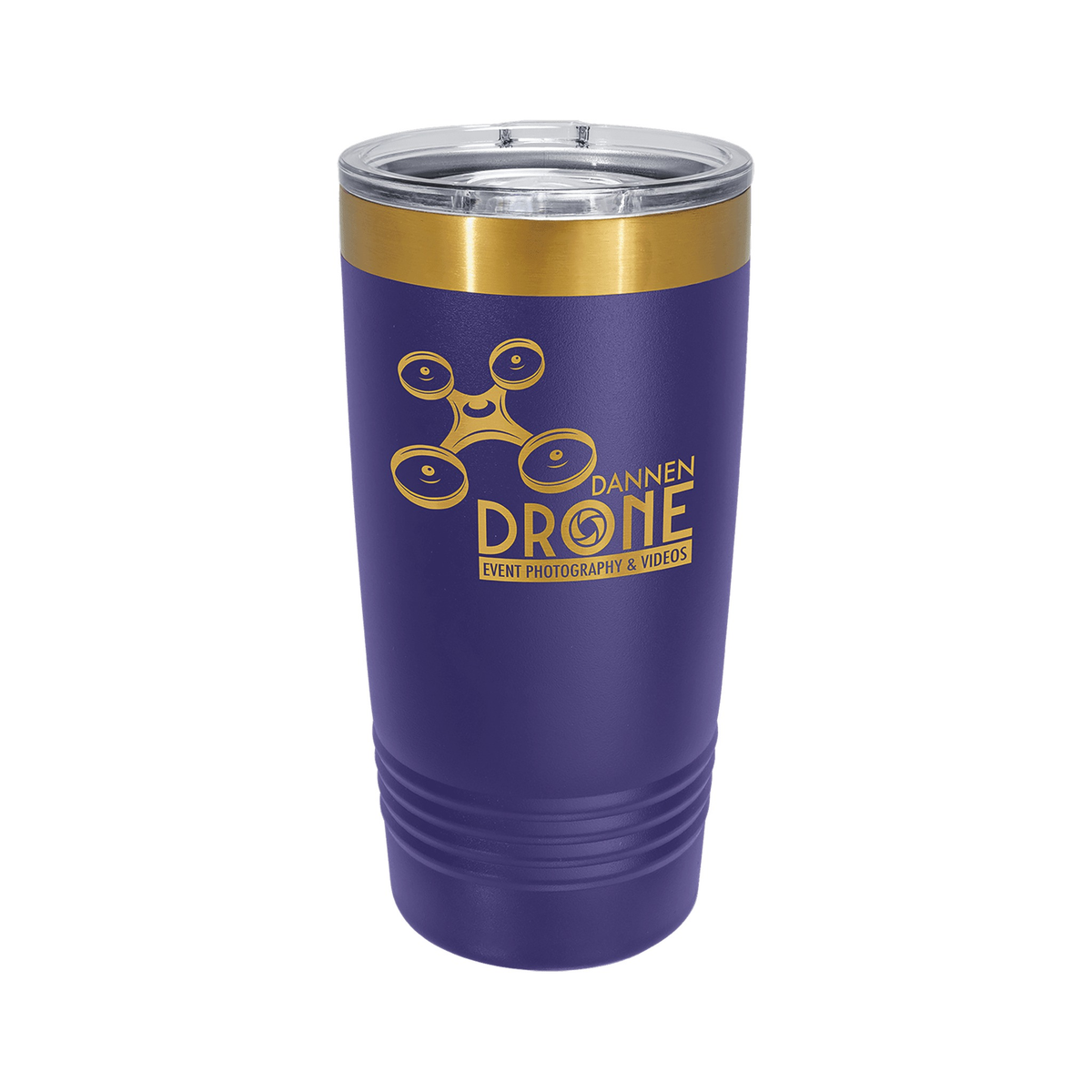 Polar Camel 20 oz Bright Gold Ion-Plated Ringneck Tumbler with Slider Lid, Purple