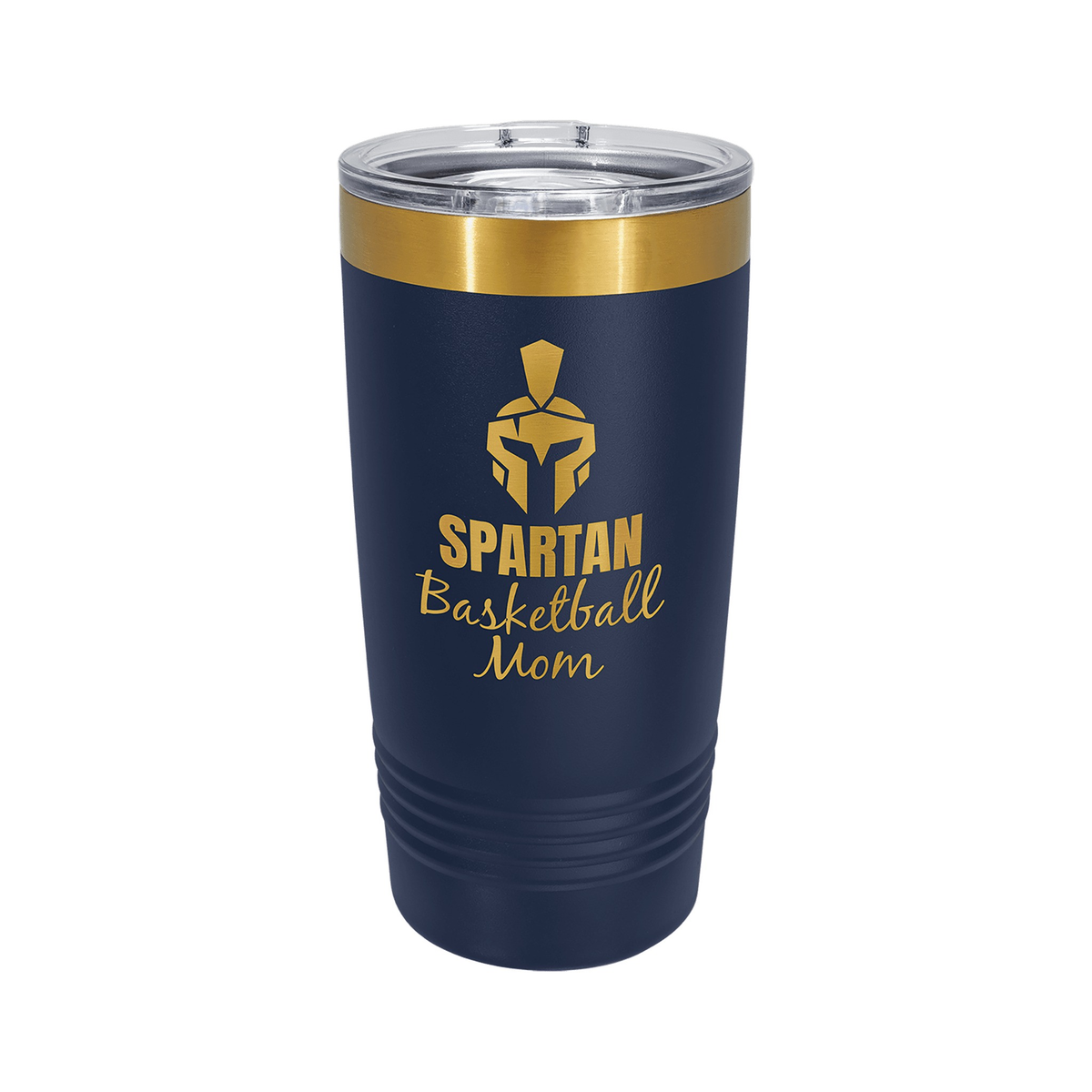 Polar Camel 20 oz Bright Gold Ion-Plated Ringneck Tumbler with Slider Lid, Navy Blue