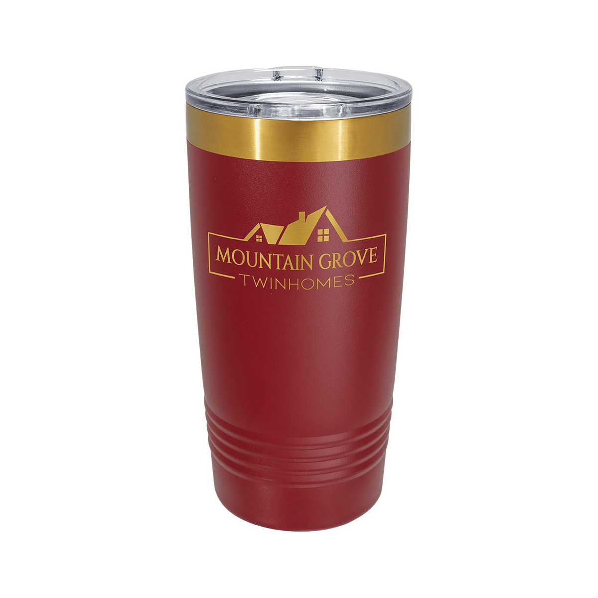 Polar Camel 20 oz Bright Gold Ion-Plated Ringneck Tumbler with Slider Lid, Maroon