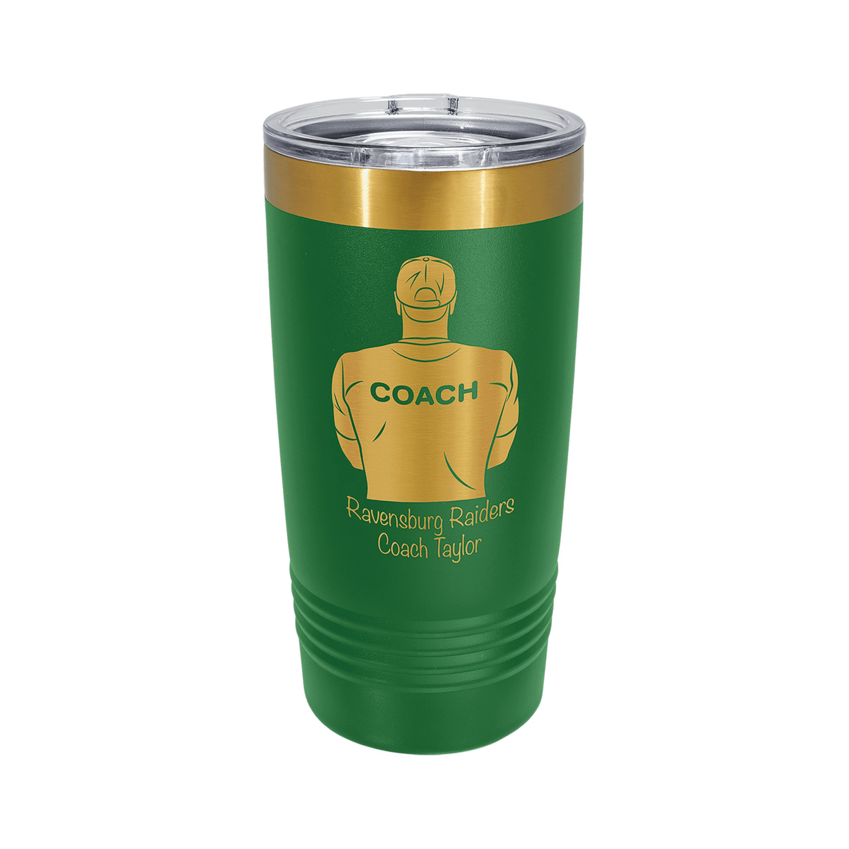 Polar Camel 20 oz Bright Gold Ion-Plated Ringneck Tumbler with Slider Lid, Green