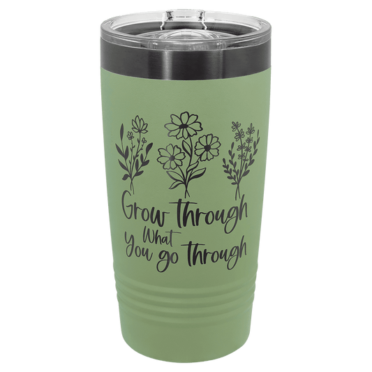 Polar Camel 20 oz. Summer Sage/Ghost Black Ion-Plated Ringneck Tumbler with Slider Lid