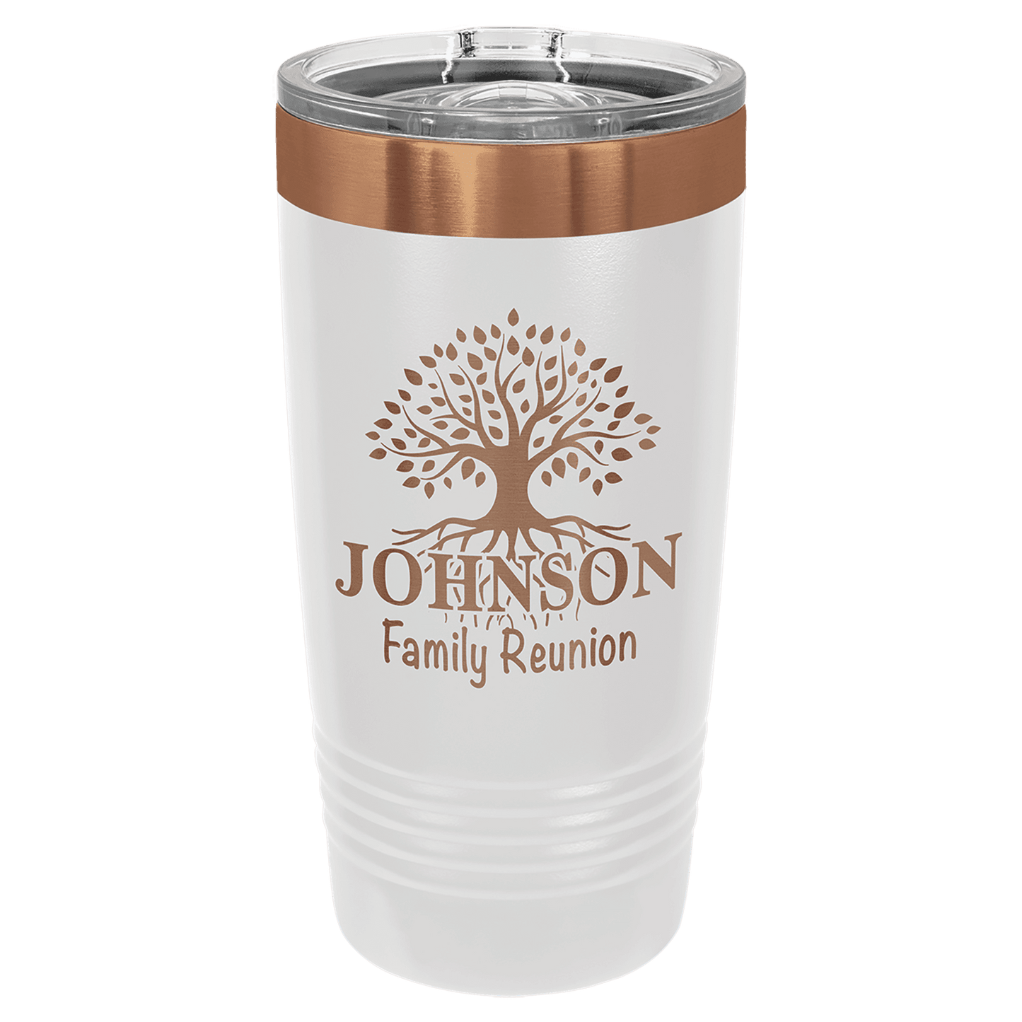 Polar Camel 20 oz. White/Rose Gold Ion-Plated Ringneck Tumbler with Slider Lid