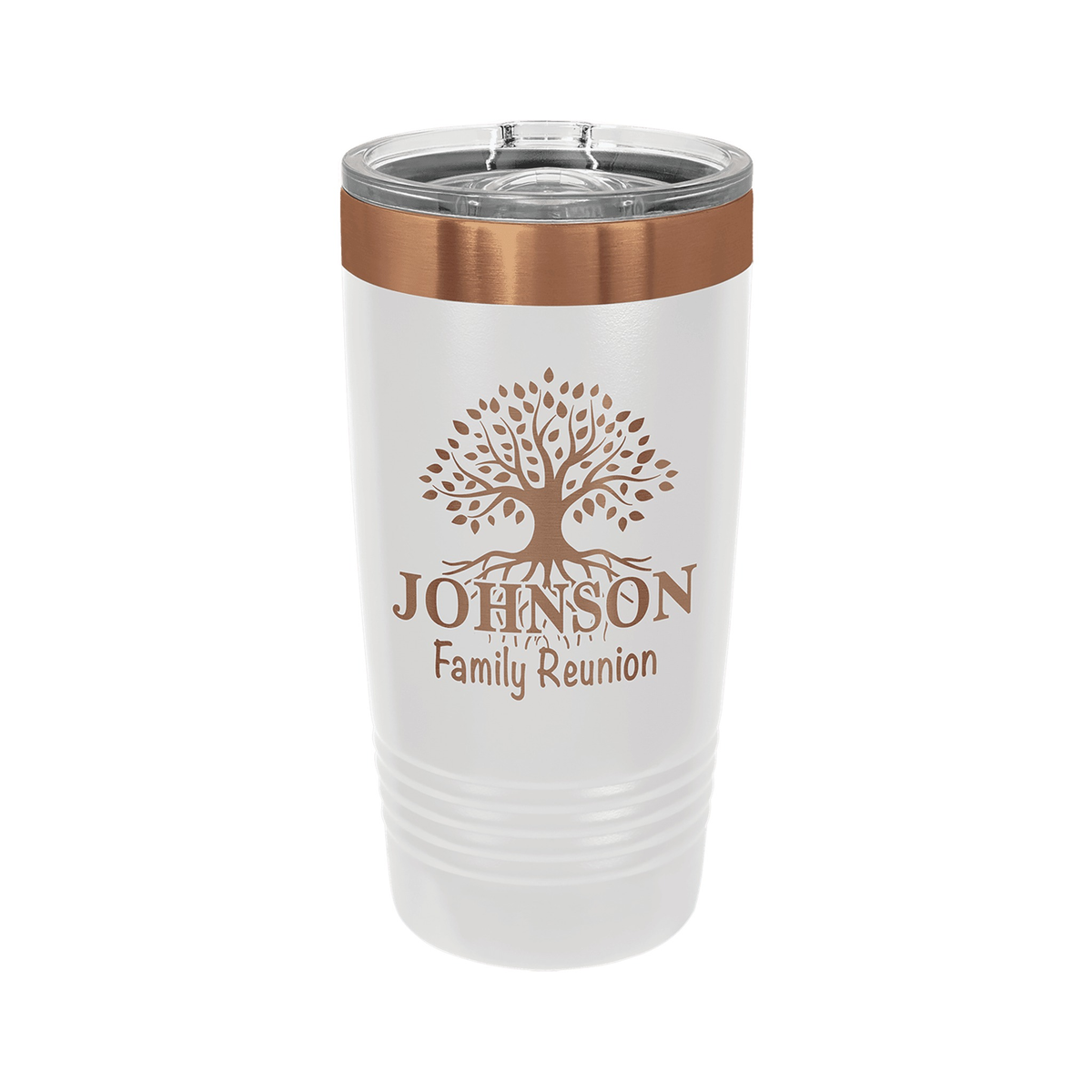 20 oz Ringneck Tumbler with Slider Lid, White/Rose Gold, Polar Camel