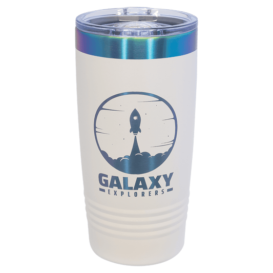 Polar Camel 20 oz. White/Prism Ion-Plated Ringneck Tumbler with Slider Lid