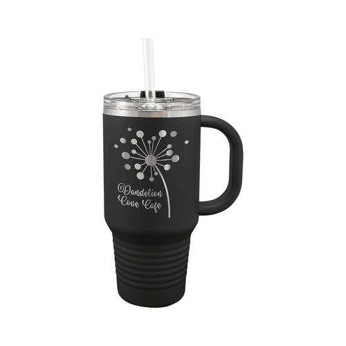 Polar Camel 32 oz Travel Mug with Handle, Snap Lid and Straw, Black