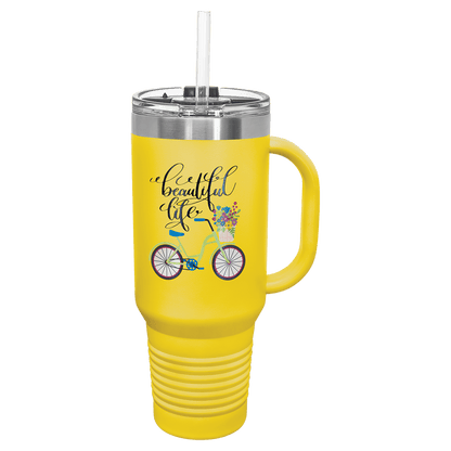 Polar Camel 40 oz. Travel Mug with Handle, Straw Included