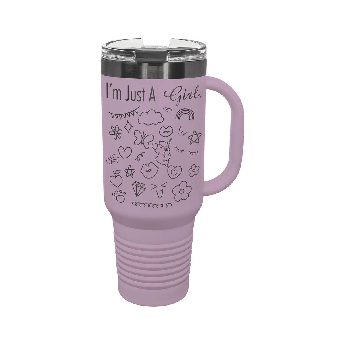 40 oz Travel Mug with Handle, Moody Lilac/Ghost Black, Polar Camel