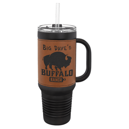 Polar Camel 40 oz. Leatherette Travel Mug with Handle, Straw Included