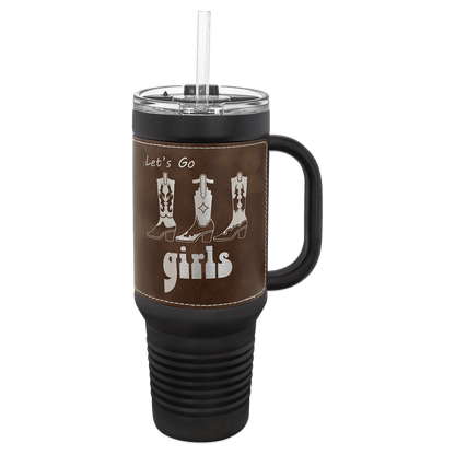 Polar Camel 40 oz. Leatherette Travel Mug with Handle, Straw Included