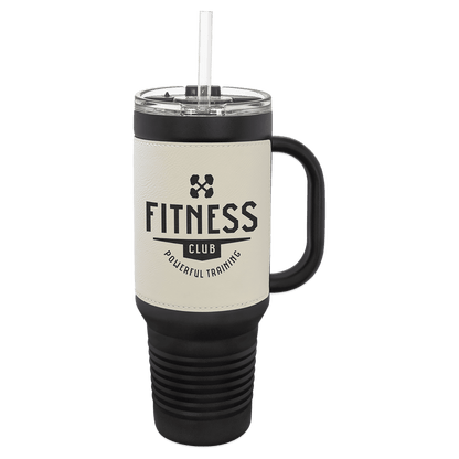 Polar Camel 40 oz. Leatherette Travel Mug with Handle, Straw Included