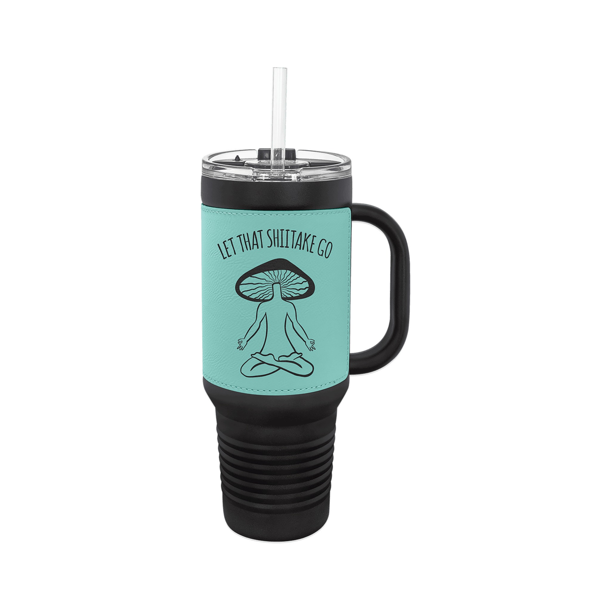 40 oz Leatherette Travel Mug with Handle and Straw, Polar Camel