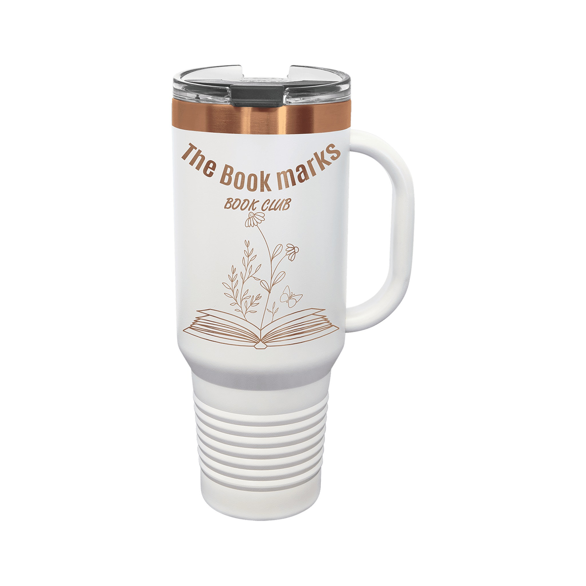 40 oz Travel Mug with Handle and Straw, White/Rose Gold, Polar Camel