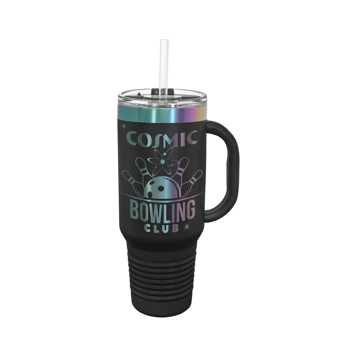 40 oz Travel Mug with Handle and Straw, Black/Prism, Polar Camel