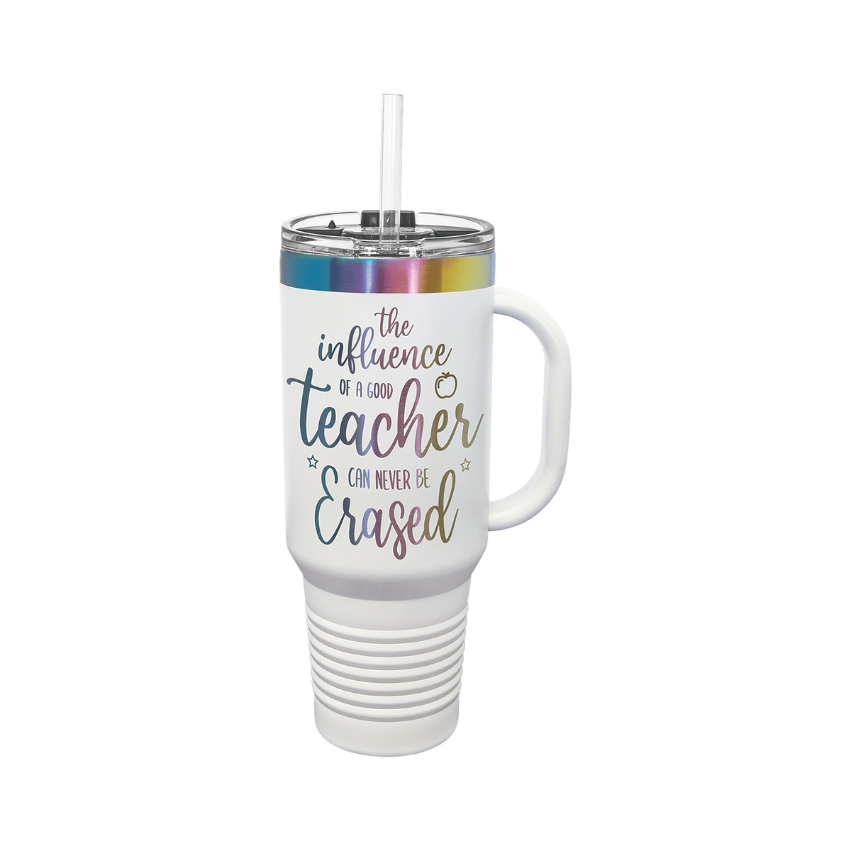 40 oz Travel Mug with Handle and Straw, White/Prism, Polar Camel