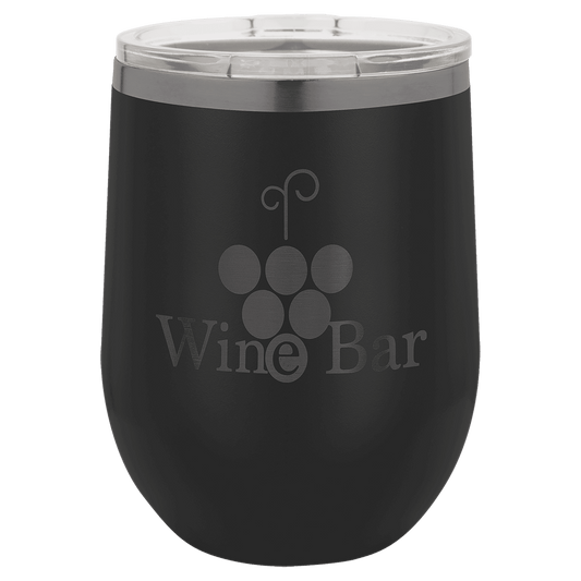 Polar Camel 12 oz. Black/Ghost Black Ion-Plated Stemless Wine Tumbler with Lid